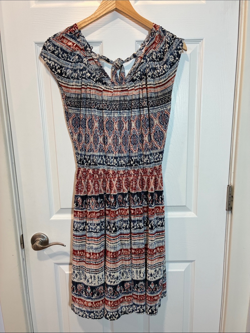 Boho Printed Tie-Back Mini Dress